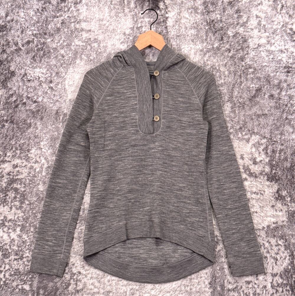 Icebreaker Crave Sweater Small Womens Merino Wool Hoodie Pullover Gray
